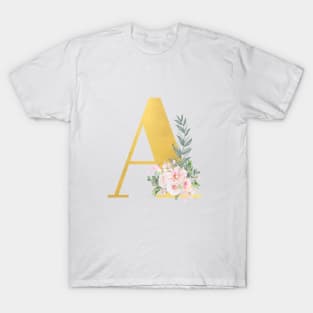 Letter A floral motives and gold design T-Shirt